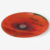 Happy Birthday Red Poppy Papieren Bordje (Gekanteld)