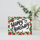 HAPPY BIRTHDAY Red Rose Lijst Custom Briefkaart (Staand voorkant)