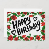 HAPPY BIRTHDAY Red Rose Lijst Custom Briefkaart (Voorkant / Achterkant)