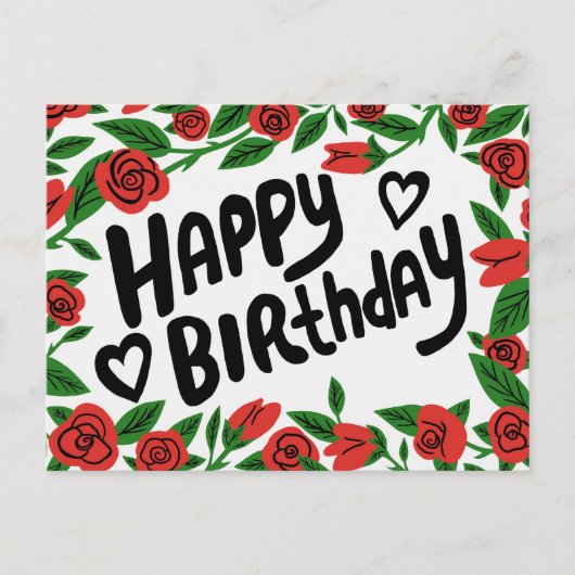 HAPPY BIRTHDAY Red Rose Lijst Custom Briefkaart (Voorkant)
