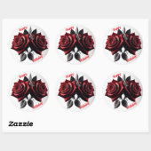 Happy Birthday Red Roses Ronde Sticker (Vel)