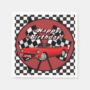 Happy Birthday Red Sports Car Napkins Servet