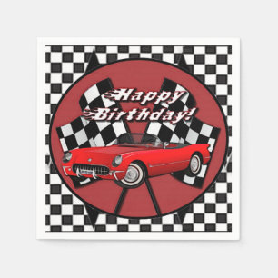 Happy Birthday Red Sports Car Napkins Servet