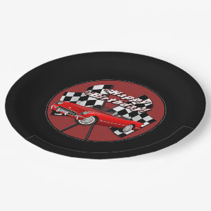 Happy Birthday Red Sports Car Paper Borden Papieren Bordje