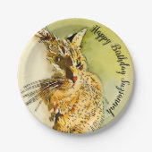 Happy Birthday Red Tabby Cat Whiskers Waterverf Papieren Bordje (Voorkant)