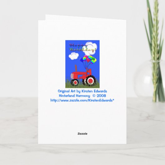 Happy Birthday Red Tractor Kaart (Achterkant)