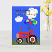 Happy Birthday Red Tractor Kaart (Gele Bloem)