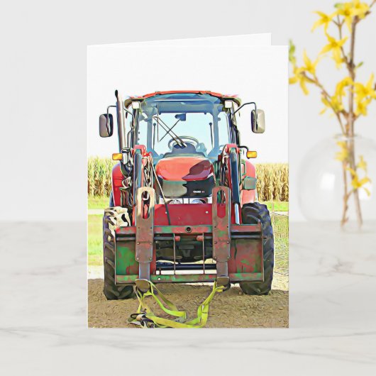 Happy Birthday Red Tractor Kaart (Gele Bloem)