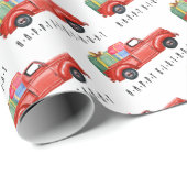 Happy Birthday Red Truck en Gifts Wrapping Paper Cadeaupapier (Rol Hoek)