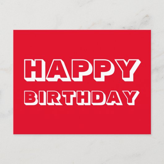 Happy Birthday red white modern bold typografie Briefkaart (Voorkant)