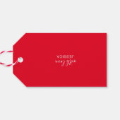 Happy Birthday Red White Modern Cadeaulabel (Achterkant Horizontaal)
