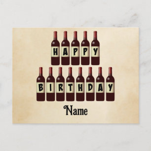 Happy Birthday Red Wine Botles Gepersonaliseerd Briefkaart
