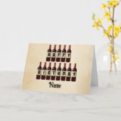Happy Birthday Red Wine Botles Gepersonaliseerd Kaart (Gele Bloem)