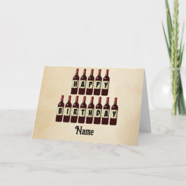 Happy Birthday Red Wine Botles Gepersonaliseerd Kaart