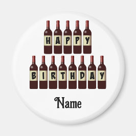 Happy Birthday Red Wine Botles Gepersonaliseerd Magneet