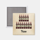 Happy Birthday Red Wine Botles Gepersonaliseerd Magneet (Voorkant / Achterkant)