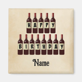 Happy Birthday Red Wine Botles Gepersonaliseerd Magneet