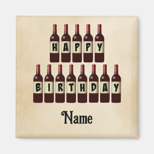 Happy Birthday Red Wine Botles Gepersonaliseerd Magneet