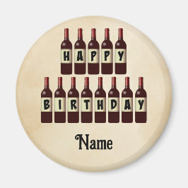 Happy Birthday Red Wine Botles Gepersonaliseerd Magneet