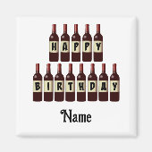 Happy Birthday Red Wine Botles Gepersonaliseerd Magneet (Voorkant)