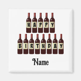 Happy Birthday Red Wine Botles Gepersonaliseerd Magneet