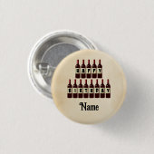Happy Birthday Red Wine Botles Gepersonaliseerd Ronde Button 3,2 Cm (Voorkant /achterkant)