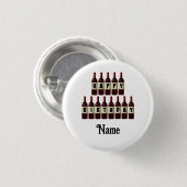 Happy Birthday Red Wine Botles Gepersonaliseerd Ronde Button 3,2 Cm (Voorkant /achterkant)