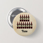 Happy Birthday Red Wine Botles Gepersonaliseerd Ronde Button 5,7 Cm (Voorkant /achterkant)