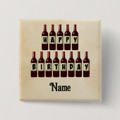 Happy Birthday Red Wine Botles Gepersonaliseerd Vierkante Button 5,1 Cm (Voorkant)