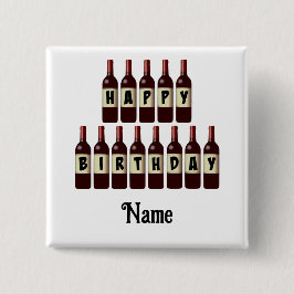 Happy Birthday Red Wine Botles Gepersonaliseerd Vierkante Button 5,1 Cm