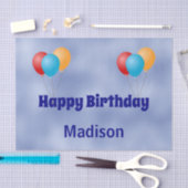 Happy Birthday Red Yellow & Blue Balloons & Name Tissuepapier (Craft)