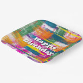Happy Birthday Regenboog Abstract Papieren Bordje (Gebogen)