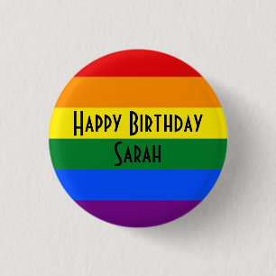 Happy Birthday regenboog badge sjabloon Ronde Button 3,2 Cm