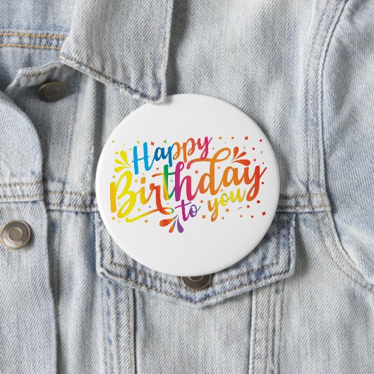 Happy Birthday - regenboogkleuren Birthday Button (In situ)