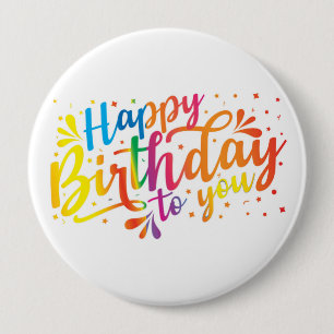 Happy Birthday - regenboogkleuren Birthday Button