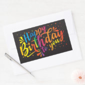 Happy Birthday - regenboogkleuren Birthday Rechthoekige Sticker (Envelop)