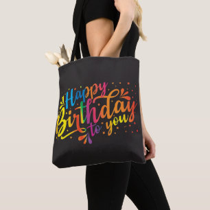 Happy Birthday - regenboogkleuren Birthday Tote Bag