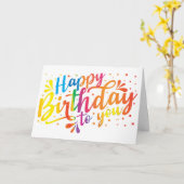 Happy Birthday-regenboogkleuren Kaart (Gele Bloem)