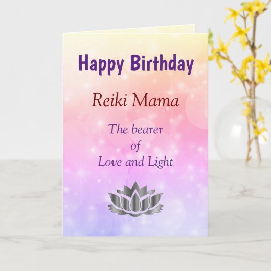 Happy Birthday Reiki Mama design Kaart (Gele Bloem)
