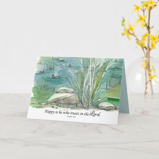 Happy Birthday Religious Proverbs Scripts Ducks Kaart (Gele Bloem)