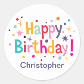 Happy Birthday Retro Aangepast Ronde Sticker (Voorkant)