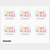Happy Birthday Retro Aangepast Ronde Sticker (Vel)