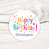 Happy Birthday Retro Aangepast Ronde Sticker