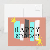 Happy Birthday Retro Atomic Art Panel Briefkaart (Voorkant / Achterkant)