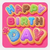 Happy Birthday Retro Bubble Letters Sticker (Voorkant)