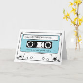 Happy Birthday Retro Cassettebandje gepersonalisee Kaart (Gele Bloem)