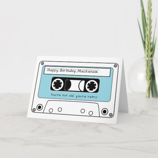 Happy Birthday Retro Cassettebandje gepersonalisee Kaart (Voorkant)