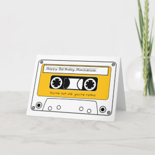 Happy Birthday Retro Cassettebandje gepersonalisee Kaart