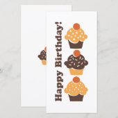 Happy Birthday Retro Cupcake-kaart (Voorkant / Achterkant)