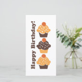 Happy Birthday Retro Cupcake-kaart (Staand voorkant)
